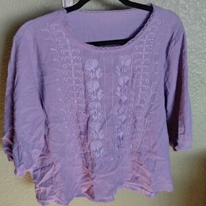 Lavender Embroidered Women's Top